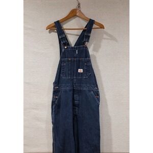 Round House Carpenter Overalls Men's (Tag 34x32) 32x 30 Blue Denim‎ USA VTG 80s